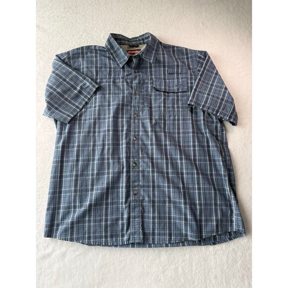 Wrangler Originals Short Sleeve Shirt Size XL Plaid Zip Pocket Fly Fishing Top - Picture 9 of 9